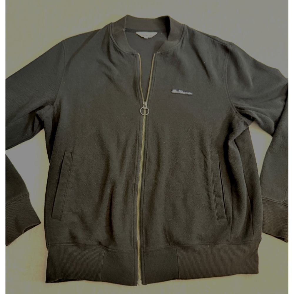 Ben Sherman Full Zip Bomber Jacket Mens Large Gray Minimalist Logo